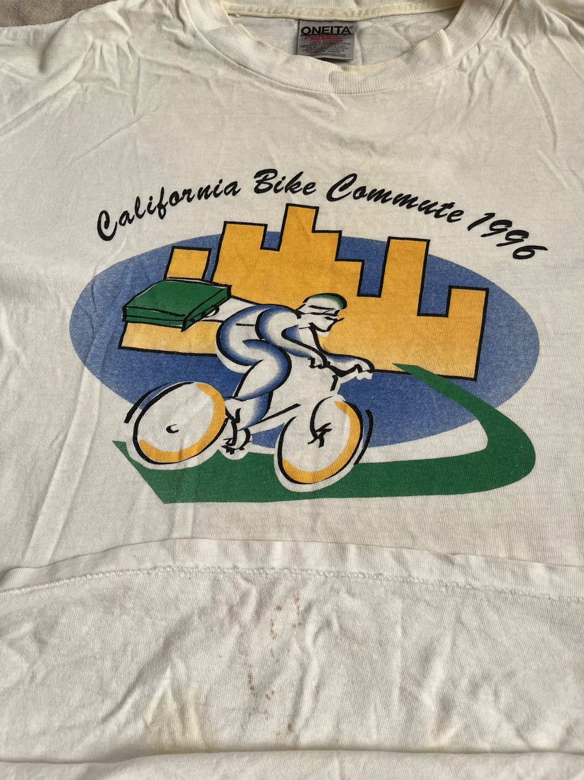 Bicycle × Vintage Vintage Distressed Bicycling Tee (White) - Large Size US L / EU 52-54 / 3 - 3 Thumbnail