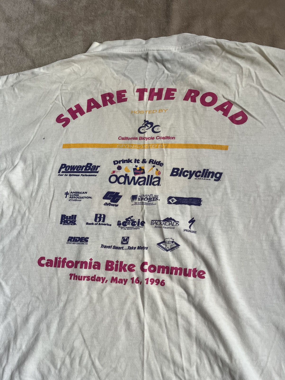 Bicycle × Vintage Vintage Distressed Bicycling Tee (White) - Large Size US L / EU 52-54 / 3 - 7 Thumbnail