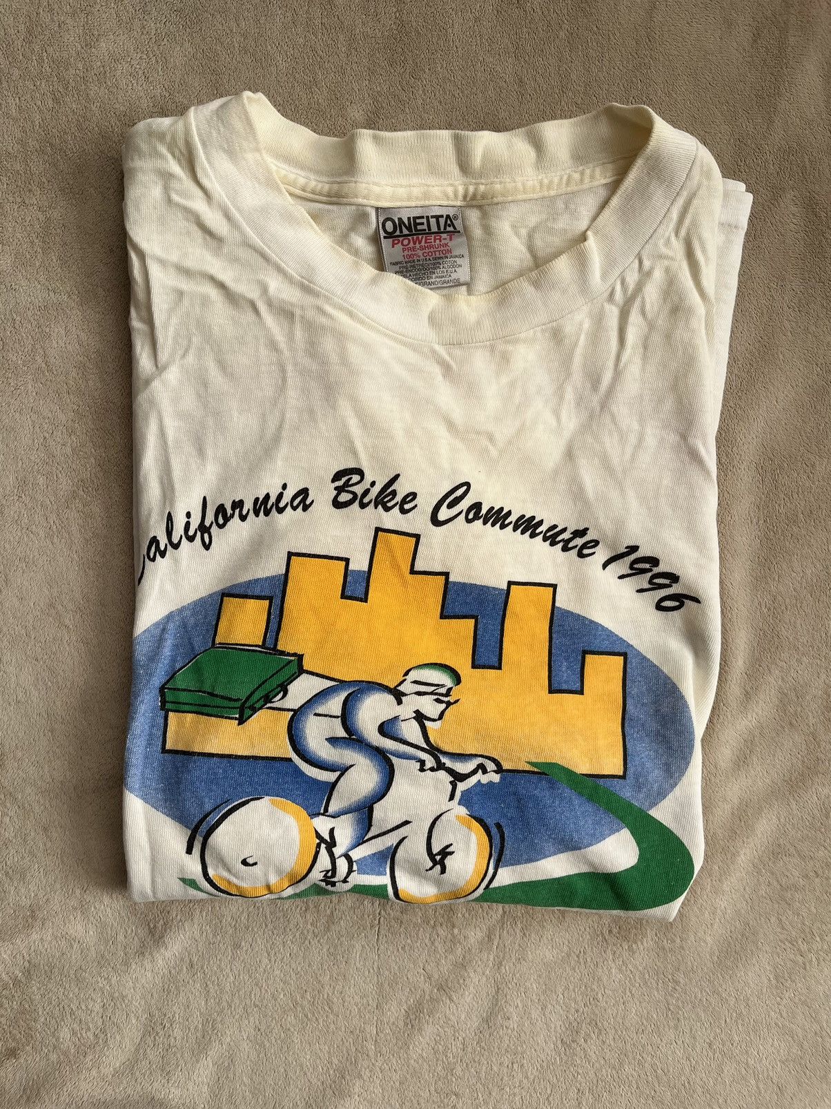 Bicycle × Vintage Vintage Distressed Bicycling Tee (White) - Large Size US L / EU 52-54 / 3 - 1 Thumbnail