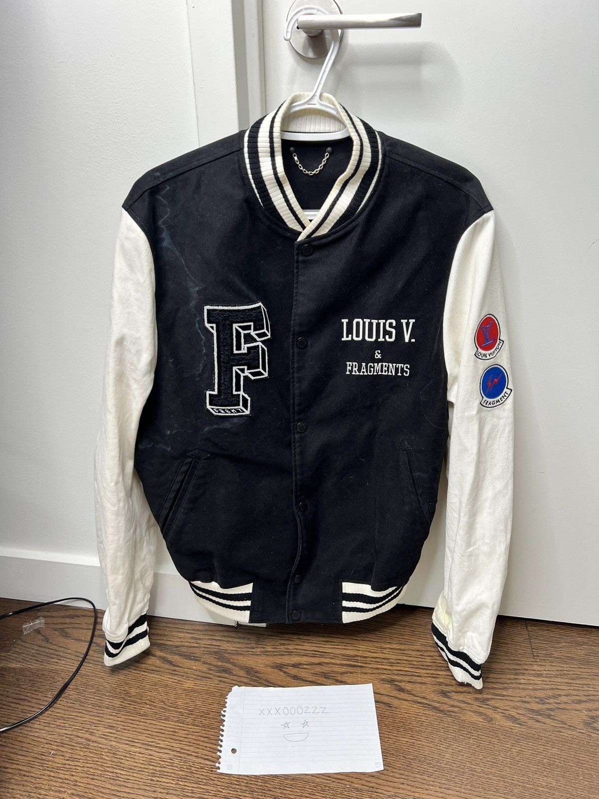 Louis Vuitton LV × Fragments Black Varsity Jacket | Grailed