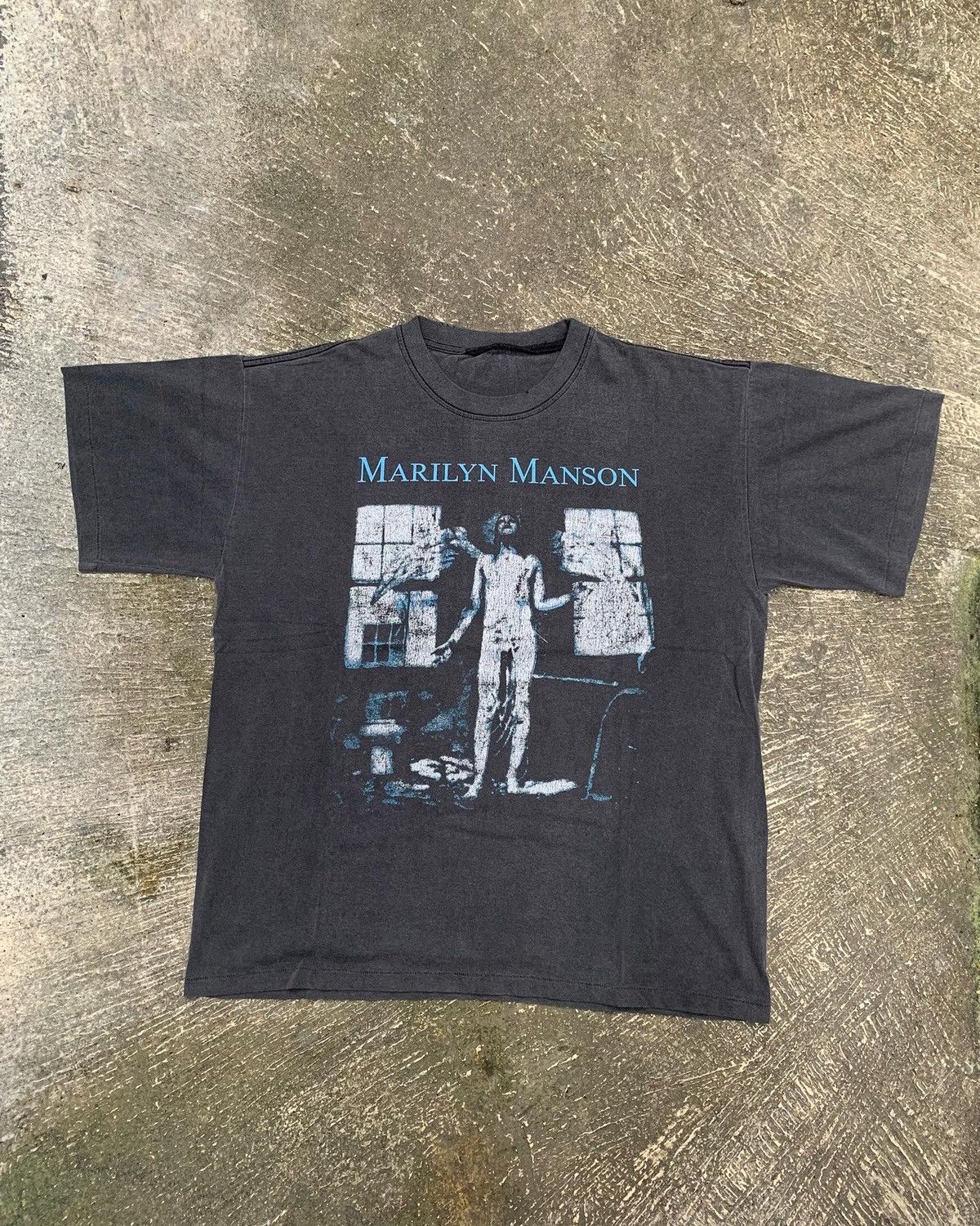 Marilyn Manson T Shirt Vintage Tee Vintage Print Distressed Short Sleeve T-shirt