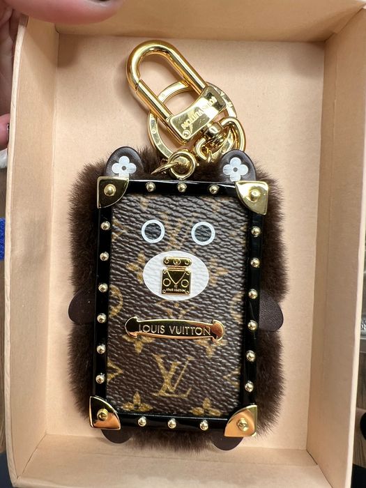 Teddy Bear Shaped Louis Vuitton Style Damier Keychain/Bag