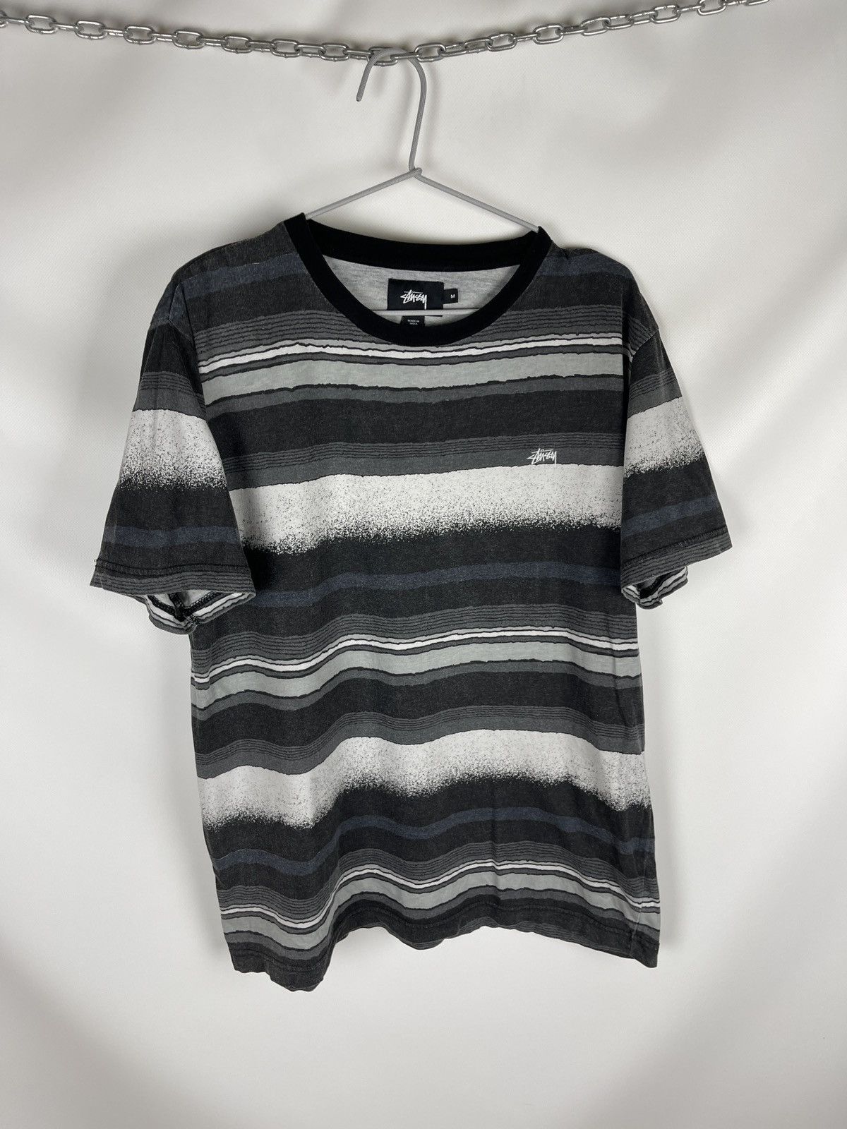 Stussy Stussy striped embroidered small logo multicolor tee Size US M / EU 48-50 / 2 - 3 Thumbnail