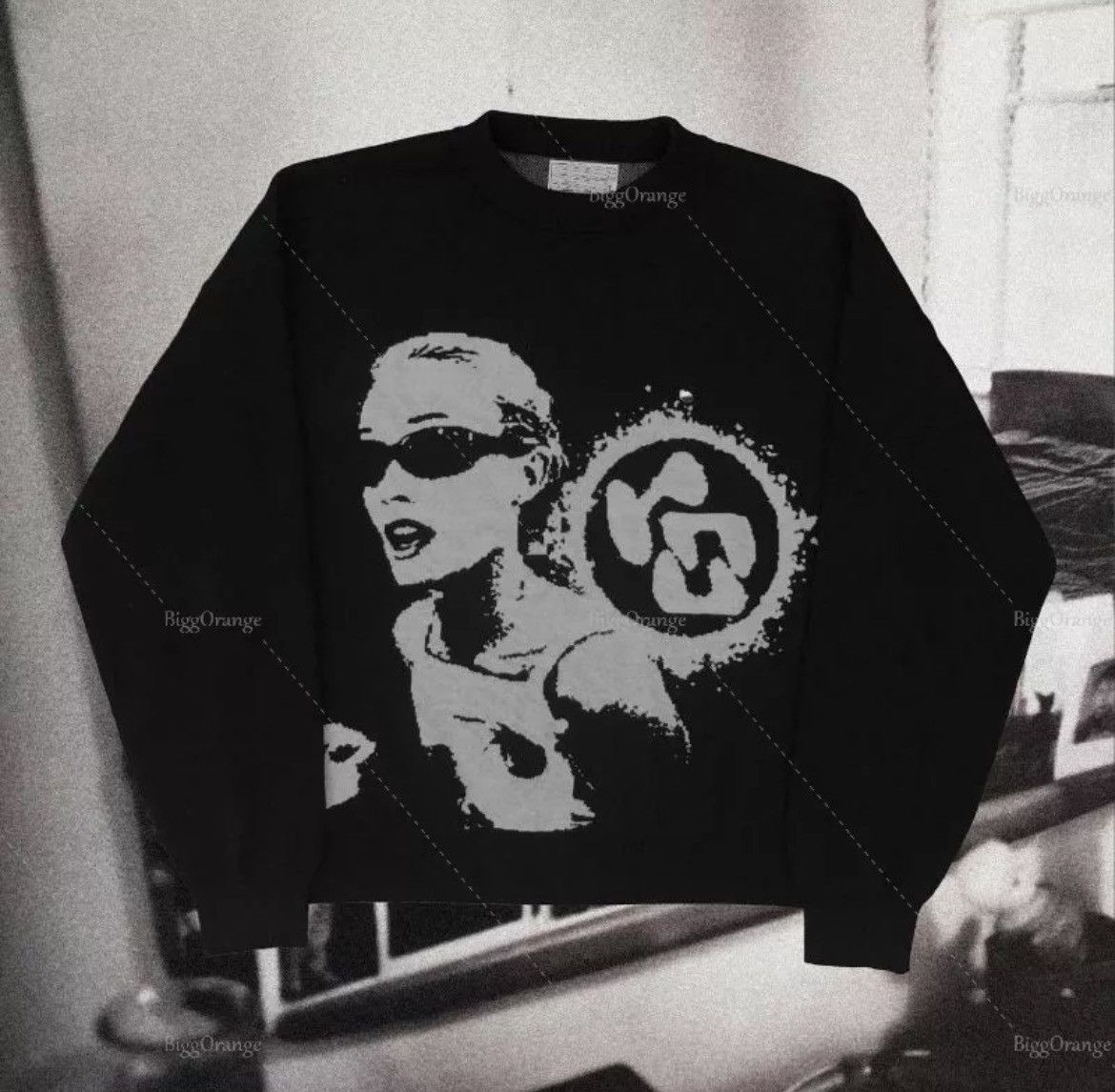 Custom Y2K Black Knit Sweater