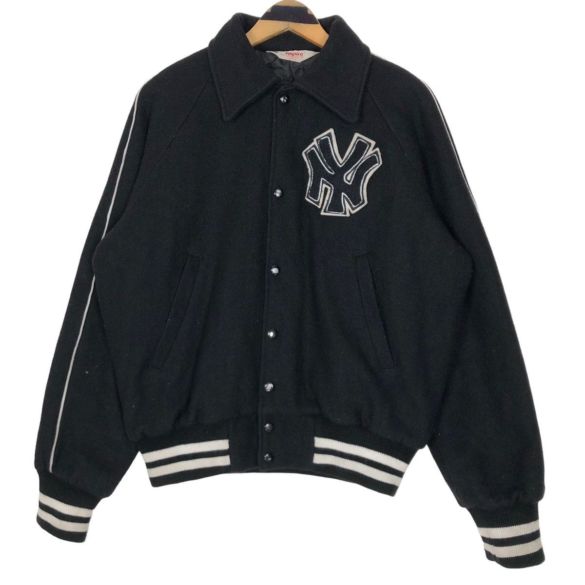 image of Vintage 80's Mlb New York Yankees Ny Wool Varsity Jacket in Black, Men's (Size Large)