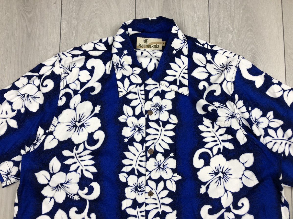 Vintage Karmakula Vintage Men’s Hawaiian Shirts Size L Blue Size US L / EU 52-54 / 3 - 3 Thumbnail