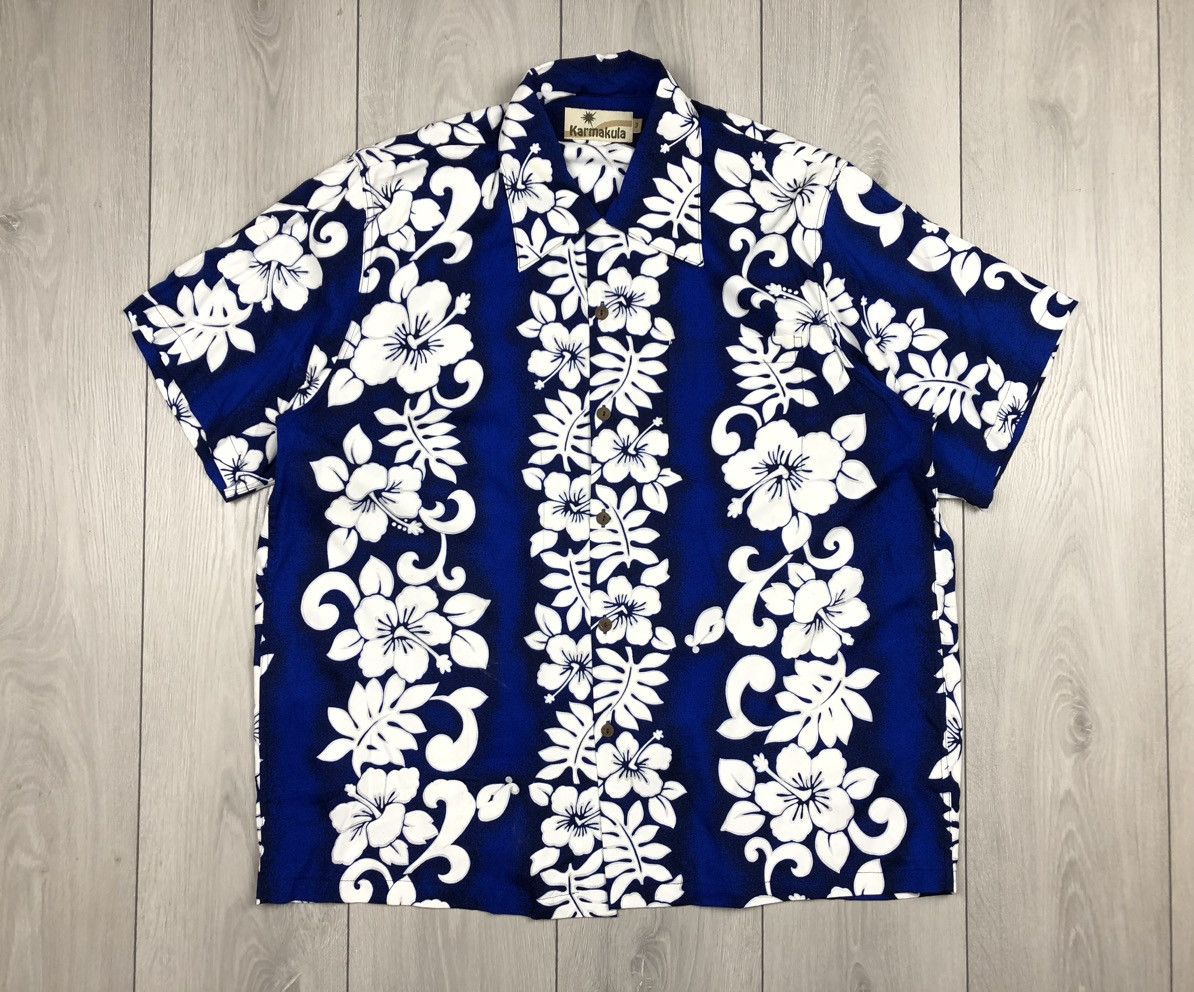 Vintage Karmakula Vintage Men’s Hawaiian Shirts Size L Blue Size US L / EU 52-54 / 3 - 1 Thumbnail