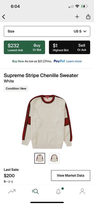 Supreme Supreme Stripe Chenille Sweater | Grailed