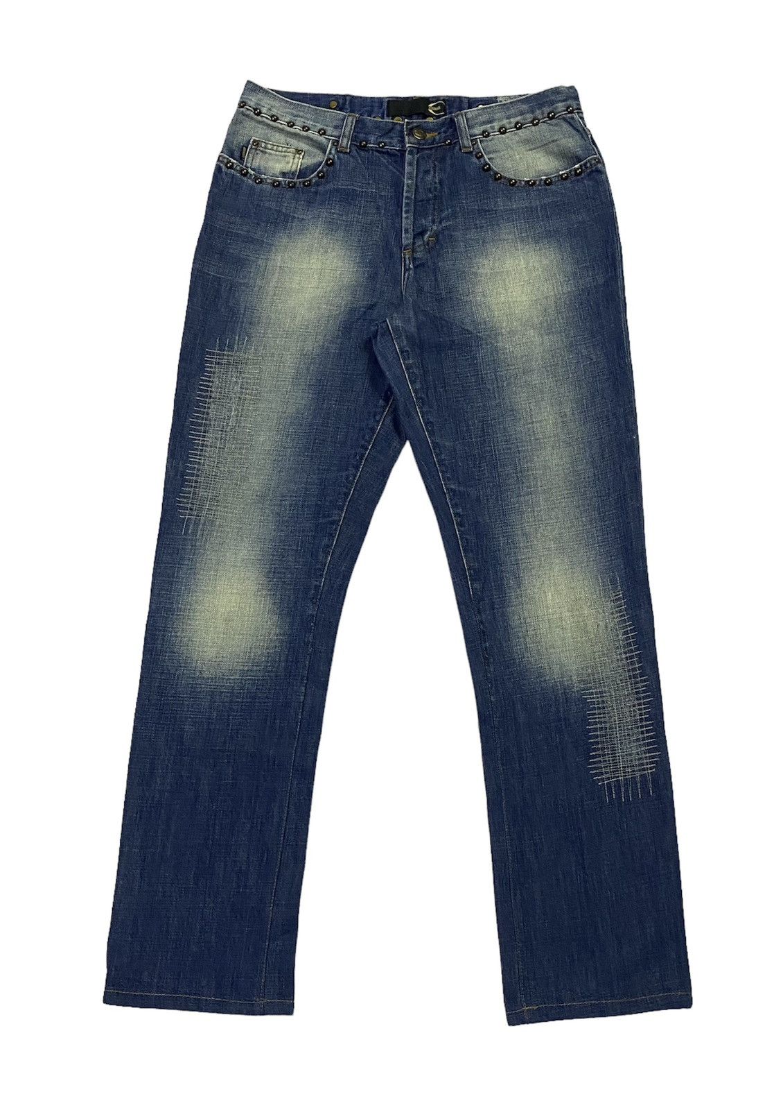 Just Cavalli × Roberto Cavalli Just Cavalli Embellished Distressed Denim Pants Size US 32 / EU 48 - 2 Thumbnail