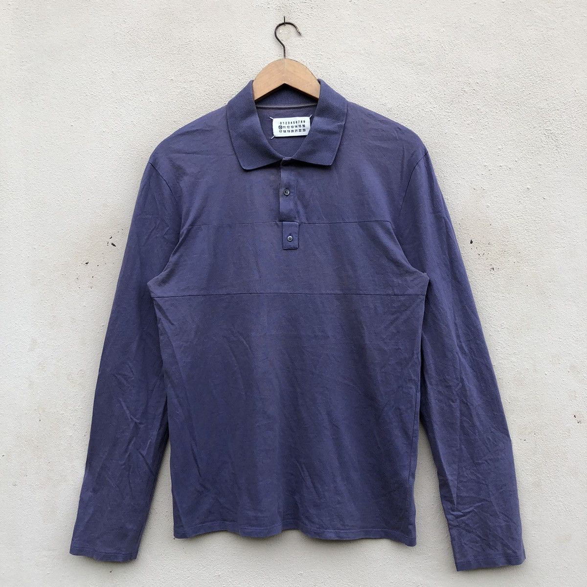 image of Italian Designers x Maison Margiela Fw09 Martin Maison Margiela Longsleeve Polo Shirt in Blue (Size