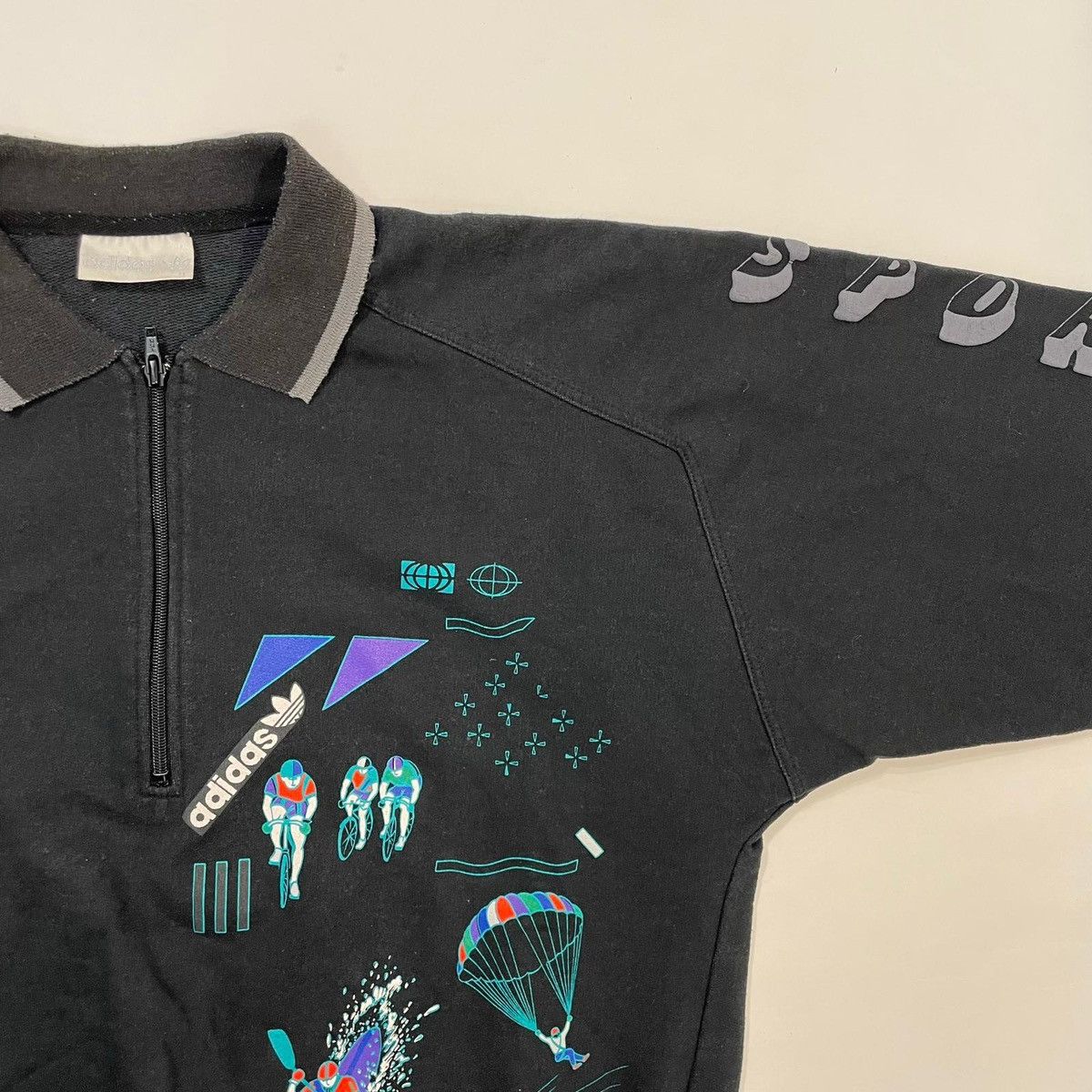 Vintage Adidas Sports sweatshirt half zip polo 90s 80s