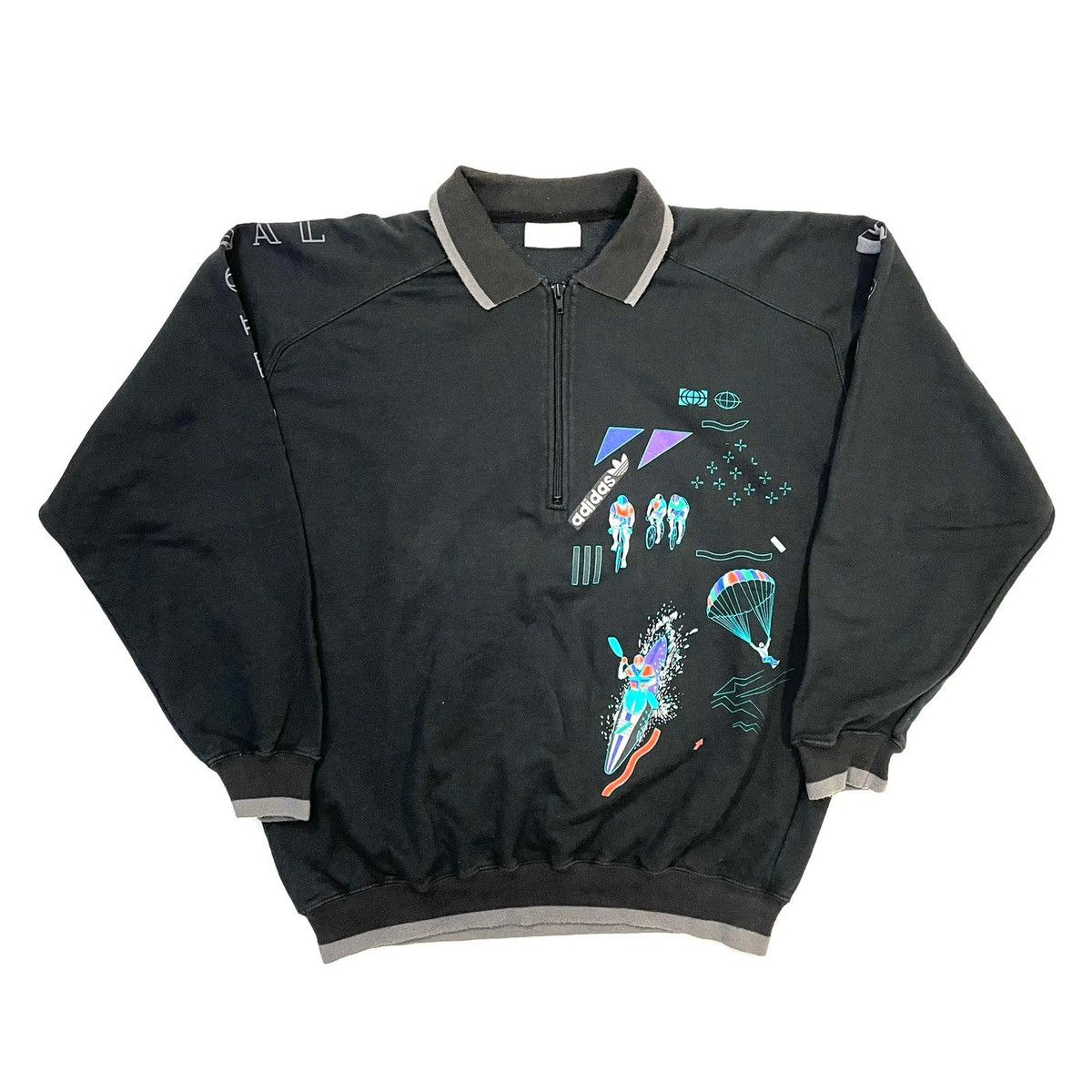 トップス 80's 90's vintage adidas sweat half zip Vintage Adidas Sports sweatshirt half zip polo 90s 80s