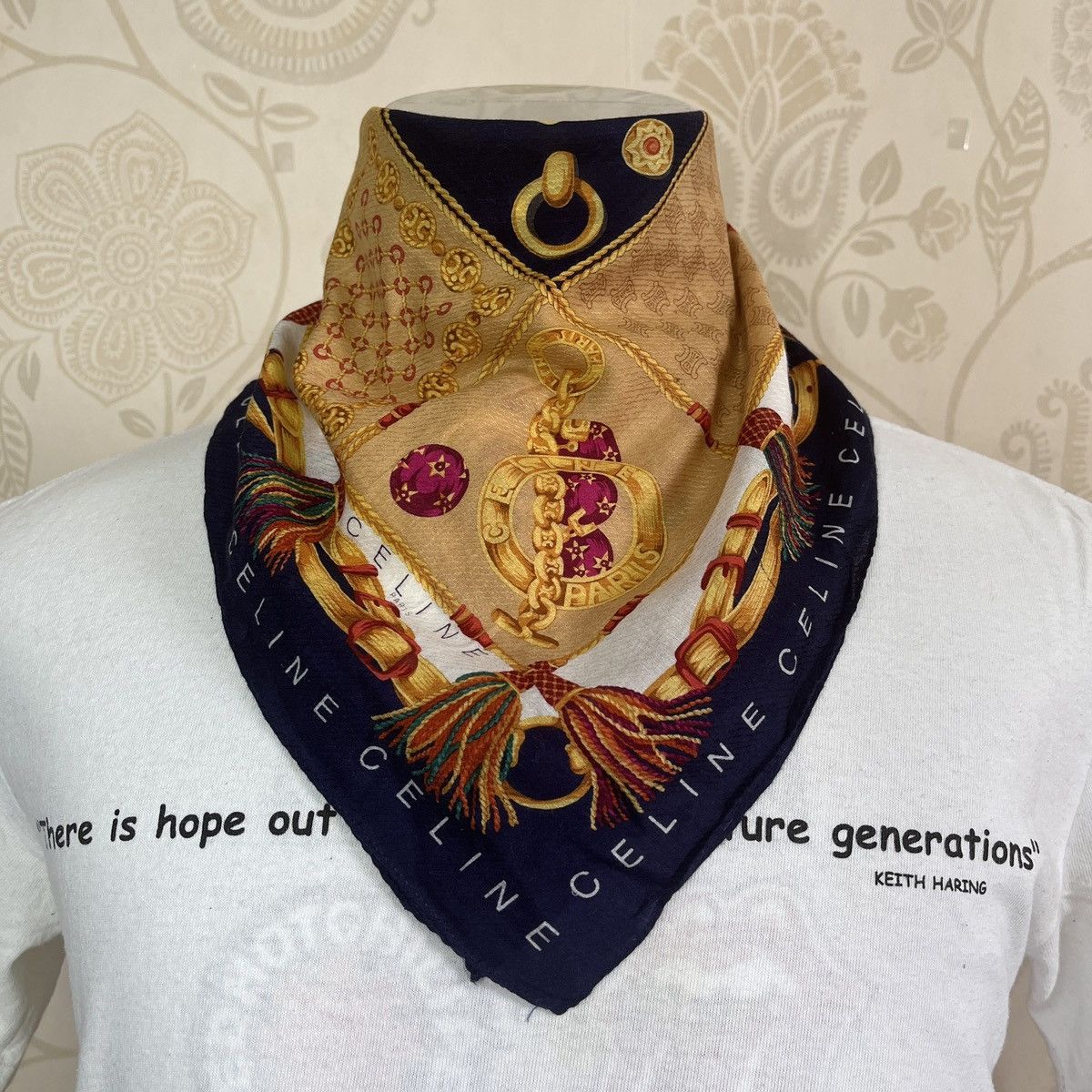 Celine × Hedi Slimane Celine Silk Scarf Multicolor Full Print Size ONE SIZE - 2 Thumbnail
