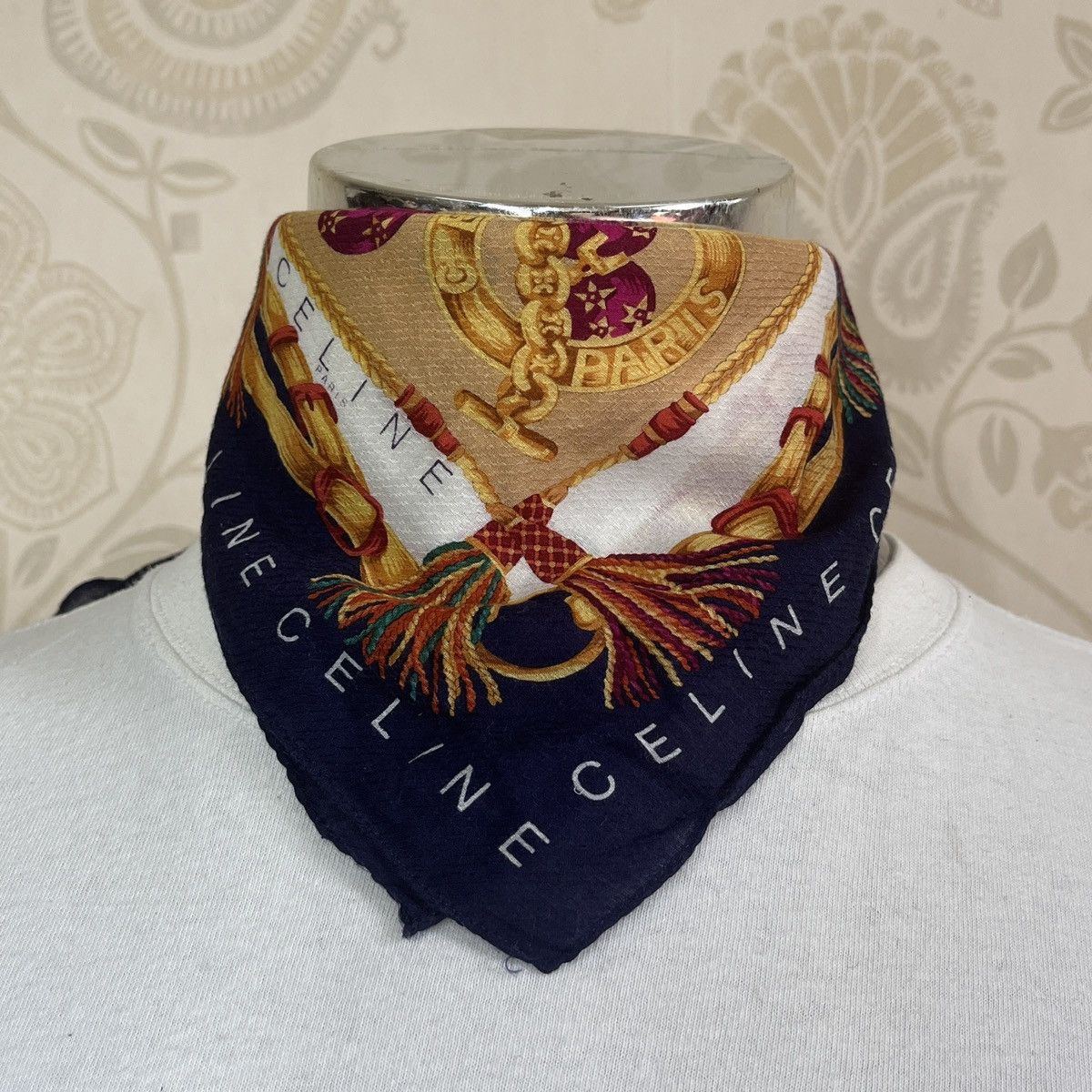 Celine × Hedi Slimane Celine Silk Scarf Multicolor Full Print Size ONE SIZE - 17 Thumbnail