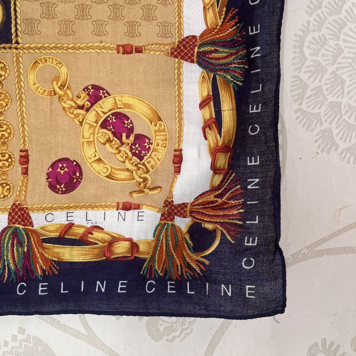 Celine × Hedi Slimane Celine Silk Scarf Multicolor Full Print Size ONE SIZE - 5 Thumbnail