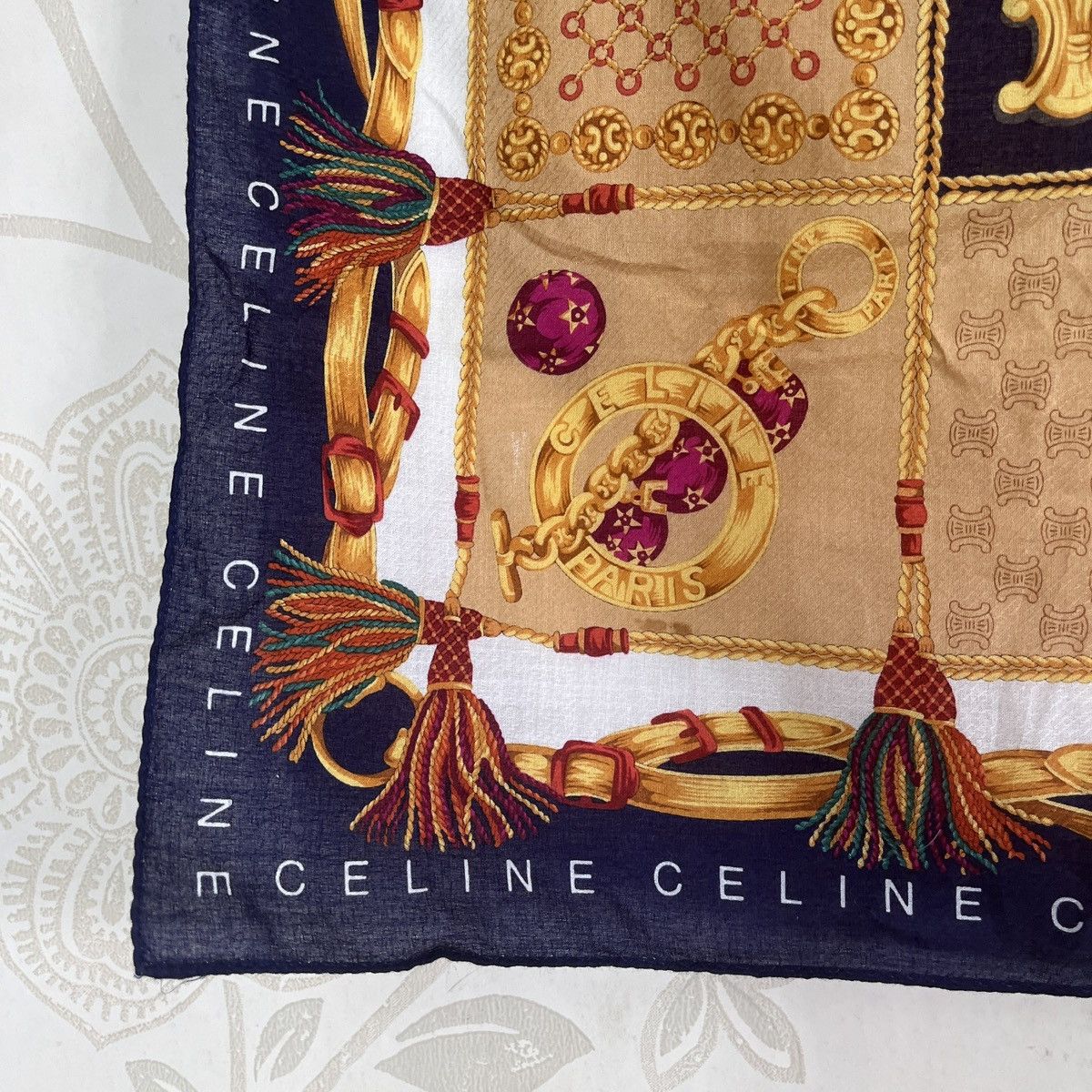 Celine × Hedi Slimane Celine Silk Scarf Multicolor Full Print Size ONE SIZE - 6 Thumbnail