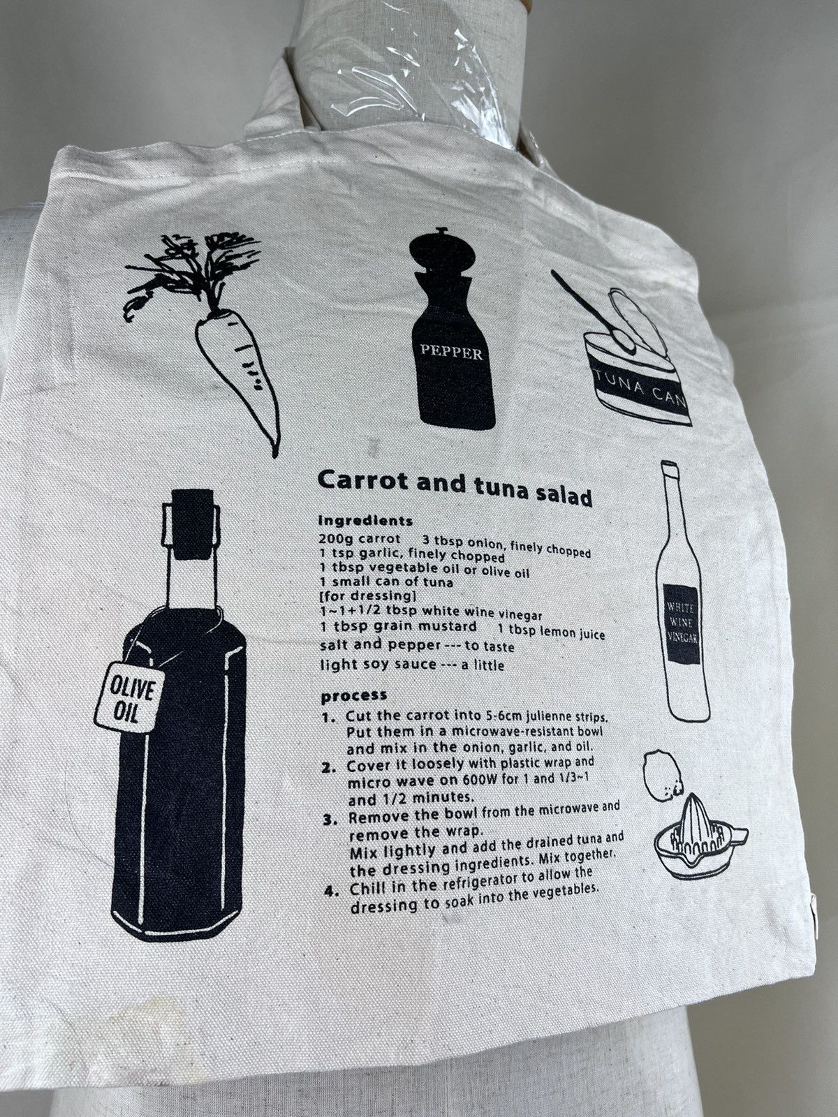 Other Vintage Print Carrot & Tuna Salad Canvas Tote Bag Size ONE SIZE - 2 Thumbnail