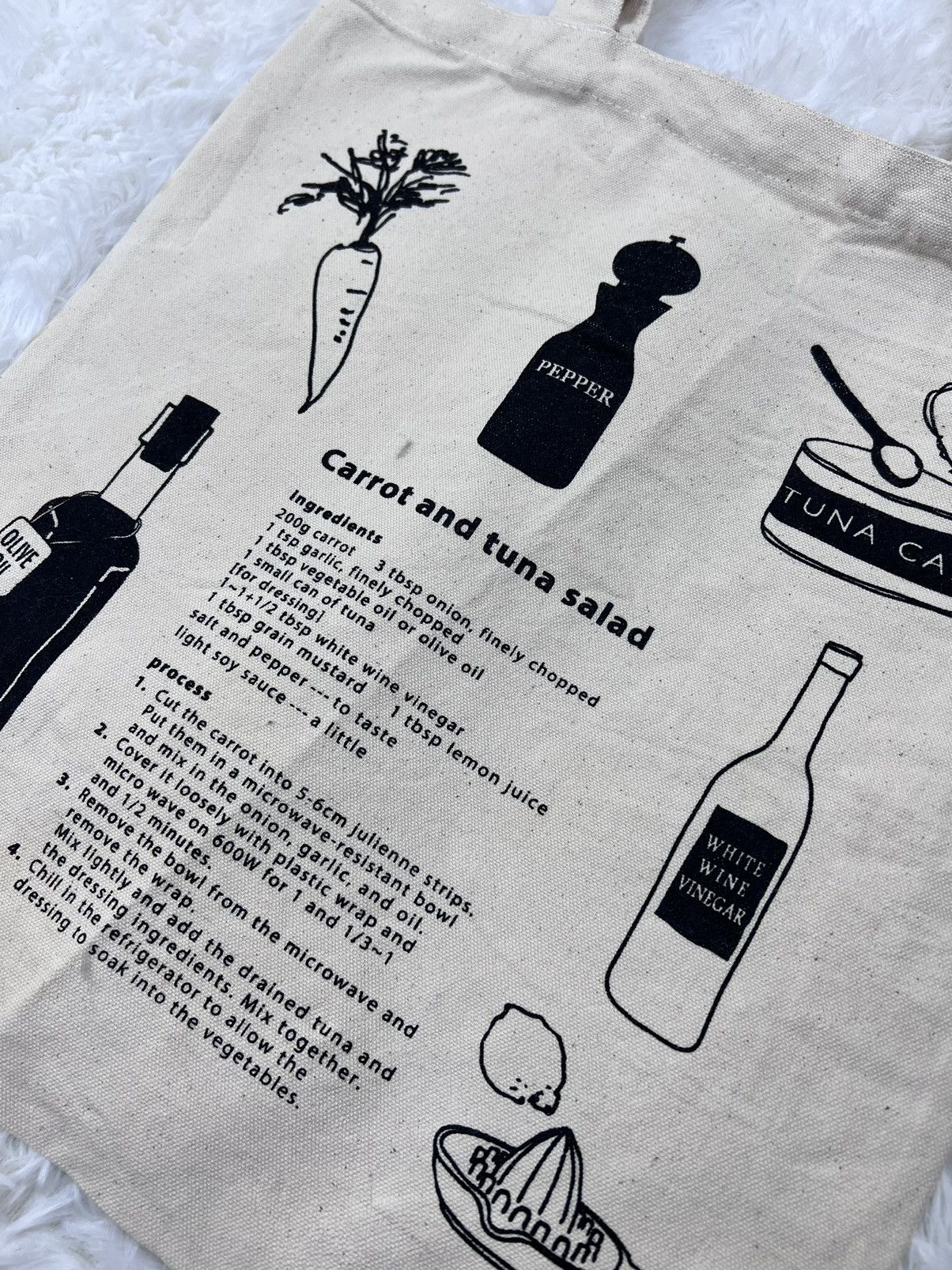 Other Vintage Print Carrot & Tuna Salad Canvas Tote Bag Size ONE SIZE - 4 Thumbnail