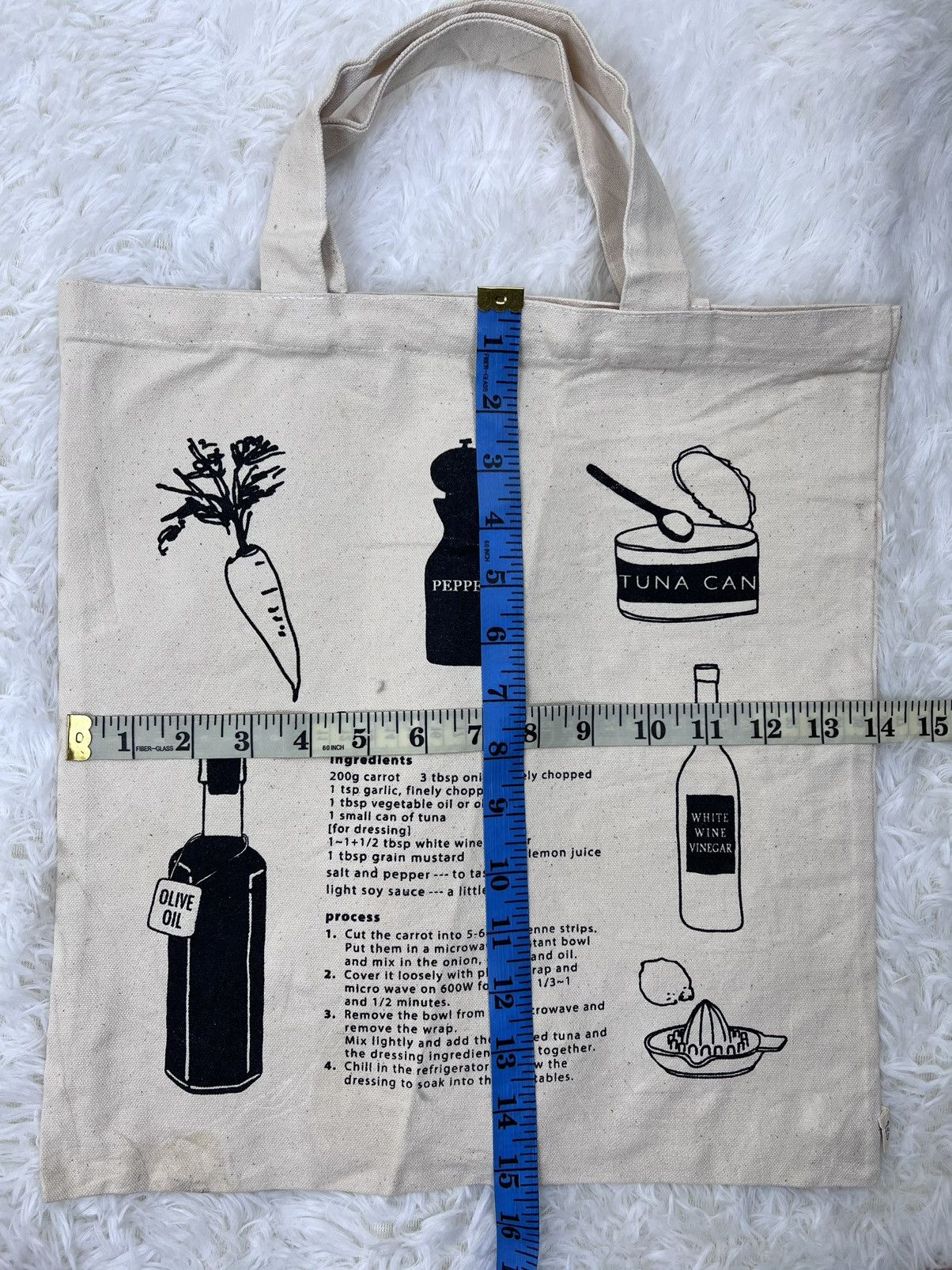 Other Vintage Print Carrot & Tuna Salad Canvas Tote Bag Size ONE SIZE - 5 Thumbnail