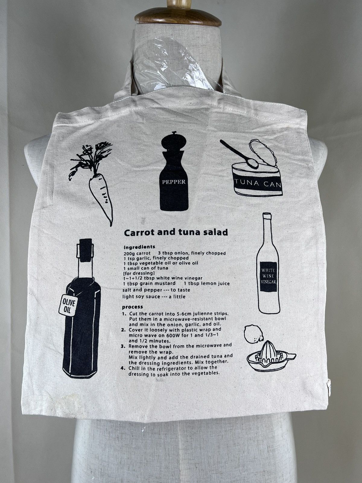 Other Vintage Print Carrot & Tuna Salad Canvas Tote Bag Size ONE SIZE - 1 Thumbnail