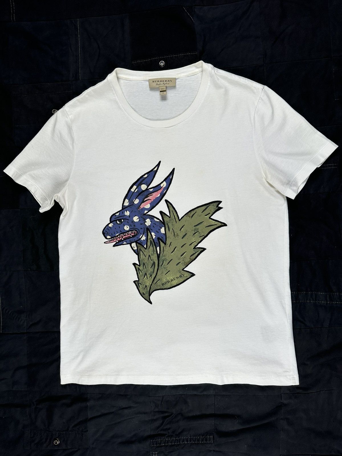 image of Burberry Rabbit Embroidered Tee in White, Men's (Size Large)