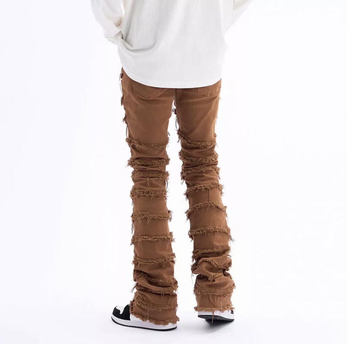 Stacked Distressed Denim Jeans