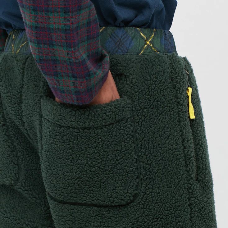 JW Anderson × Uniqlo Medium Olive Green Fleece Pants Pile-Lined Sherpa Joggers Size US 31 - 4 Thumbnail