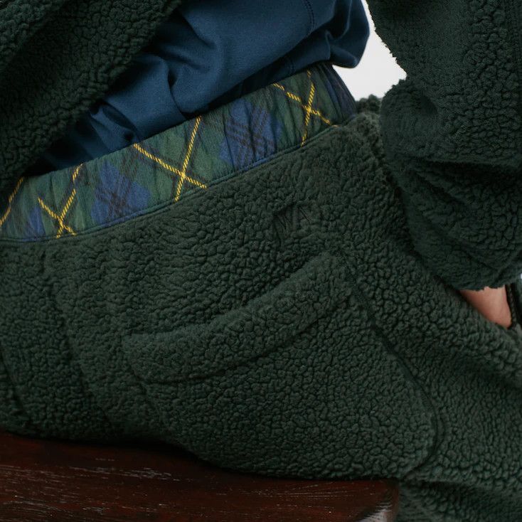 JW Anderson × Uniqlo Medium Olive Green Fleece Pants Pile-Lined Sherpa Joggers Size US 31 - 18 Thumbnail
