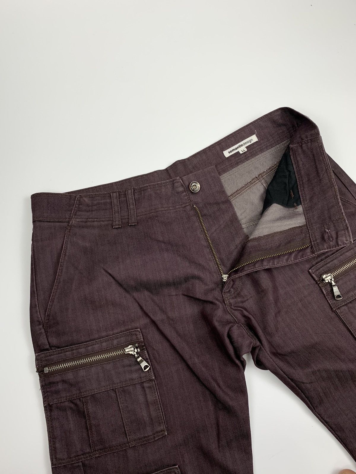 Designer × Japanese Brand Semantic Design Herringbone Twill Multipocket Cargo Trousers Size US 34 / EU 50 - 4 Thumbnail
