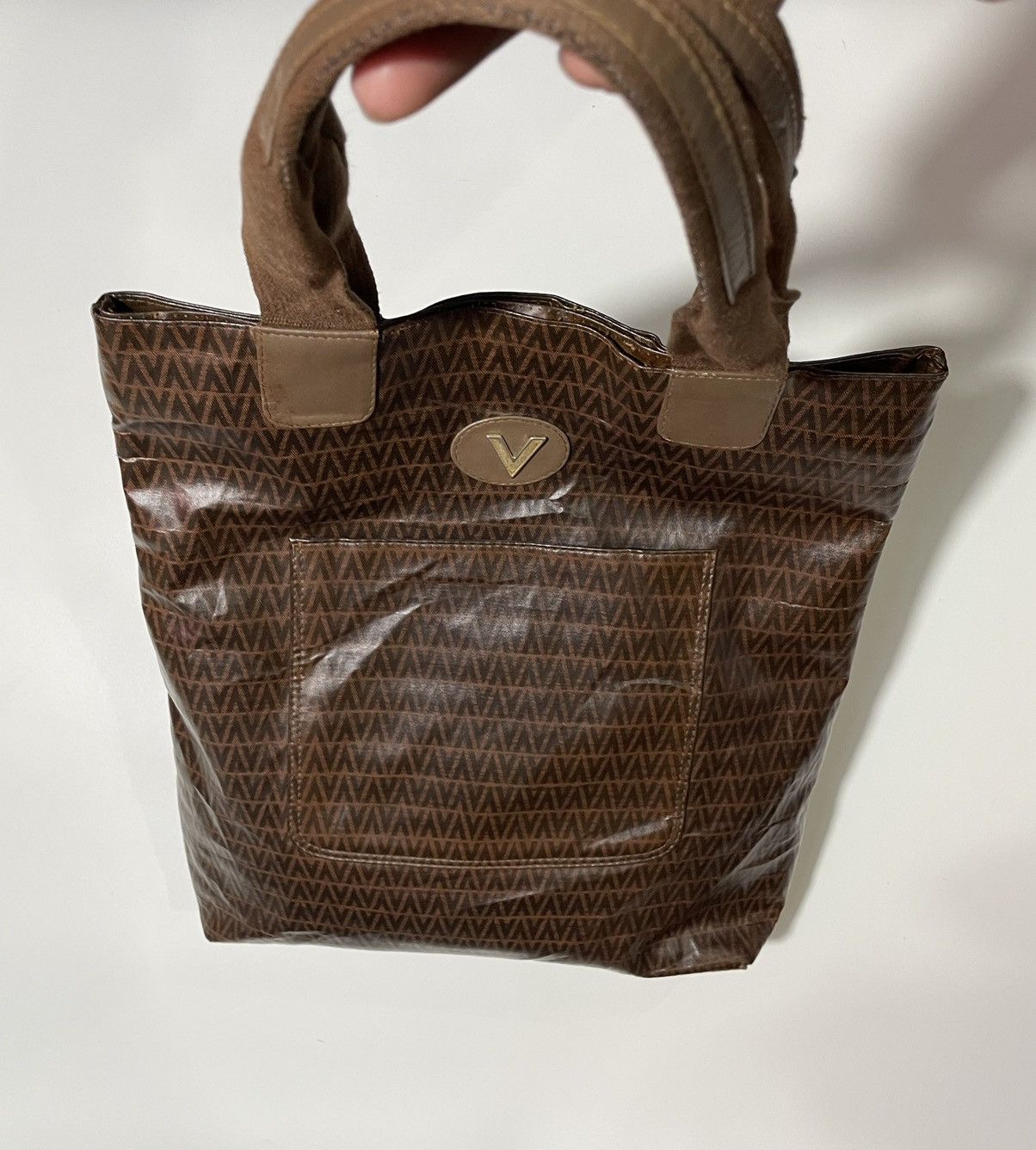 Valentino × Vintage Vintage 90s Valentino Monogram nova plaid italy tote bag Size ONE SIZE - 4 Thumbnail