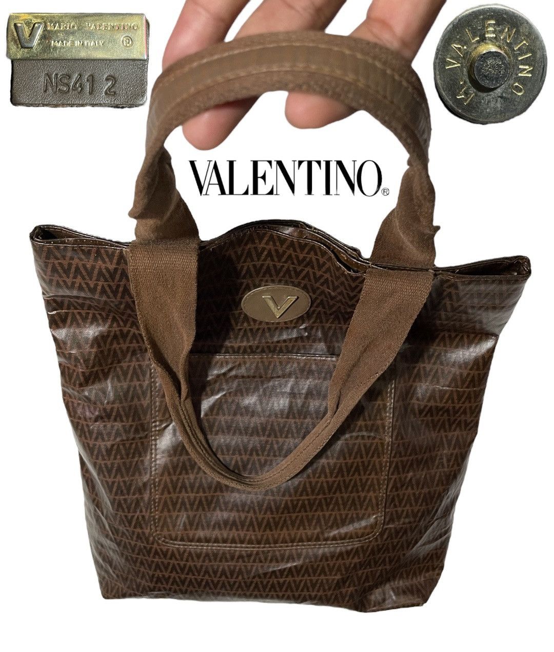Valentino × Vintage Vintage 90s Valentino Monogram nova plaid italy tote bag Size ONE SIZE - 2 Thumbnail
