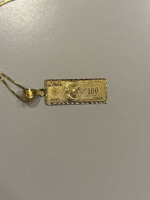 Supreme Supreme 100 Dollar Bill Gold Pendant & Chain | Grailed