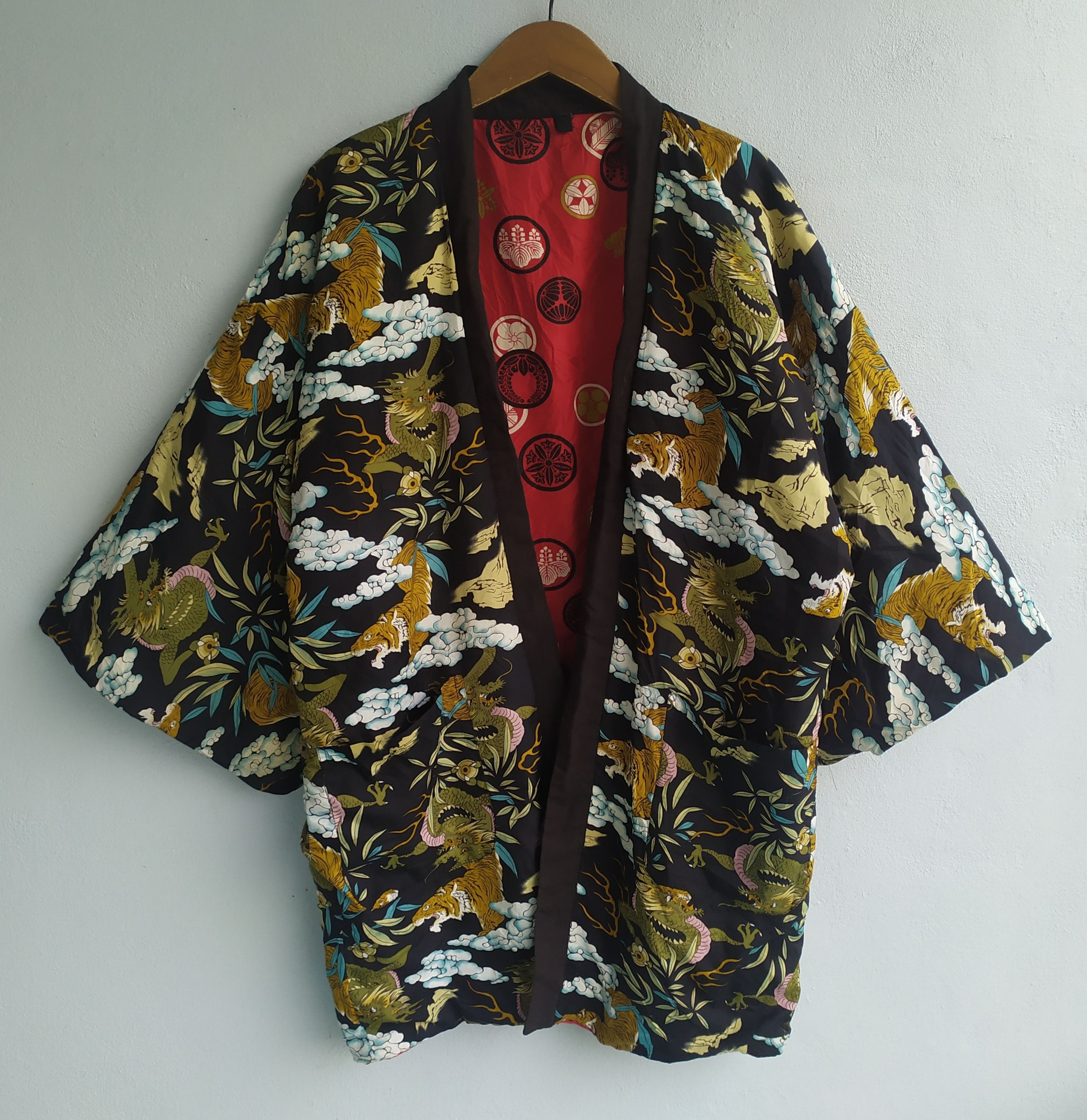Vintage Riversible Japan Tiger And Dragon Print Kimono