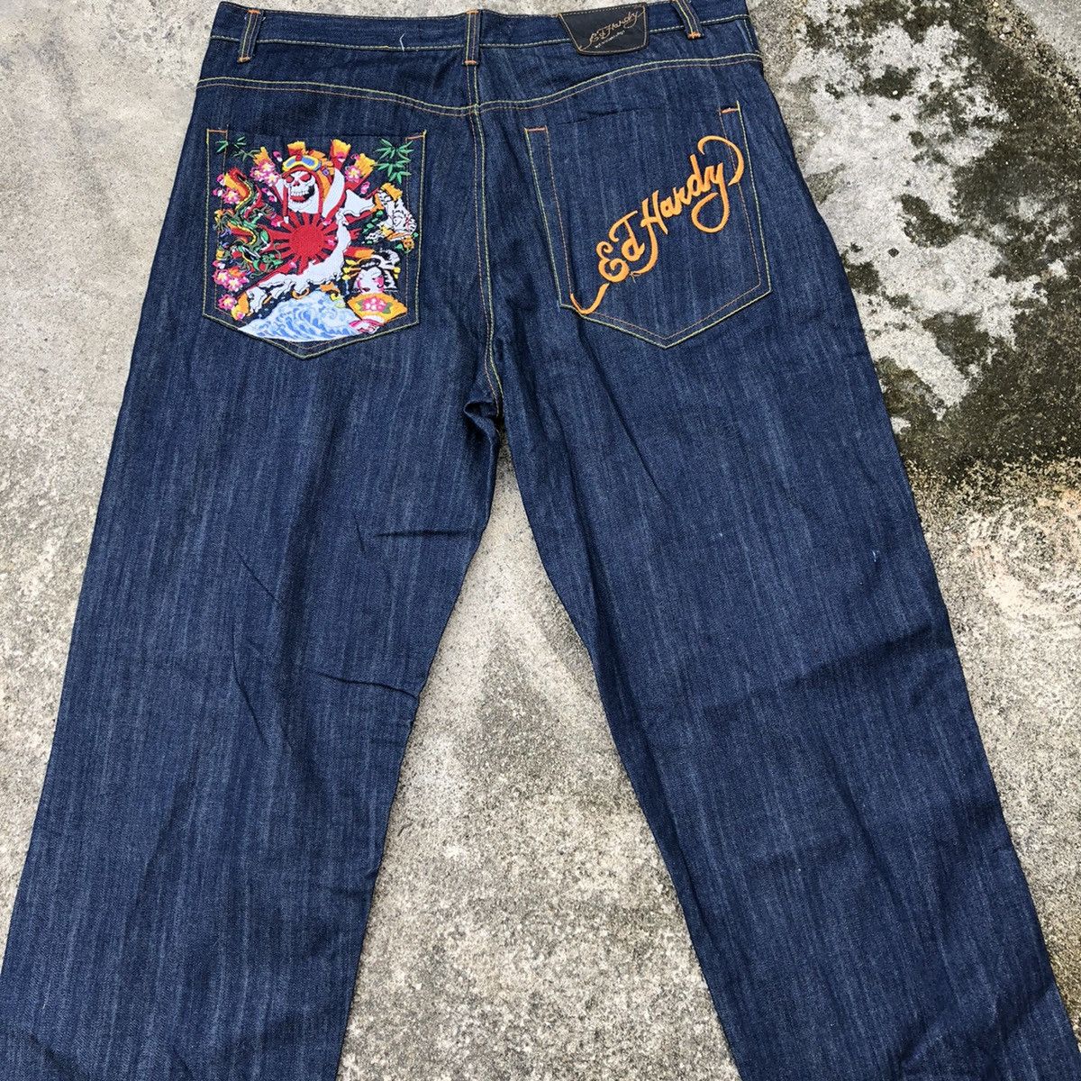 Christian Audigier 🔥Hyped🔥Ed Hardy Christian Audiger Embroidery Geisha Jeans Size US 43 - 3 Thumbnail