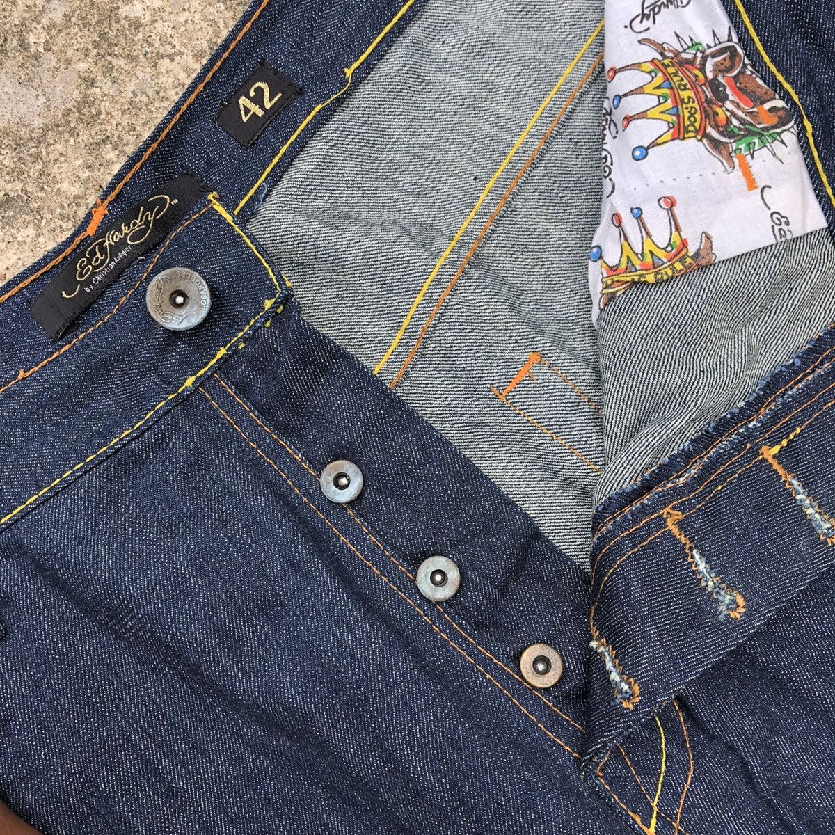 Christian Audigier 🔥Hyped🔥Ed Hardy Christian Audiger Embroidery Geisha Jeans Size US 43 - 13 Thumbnail