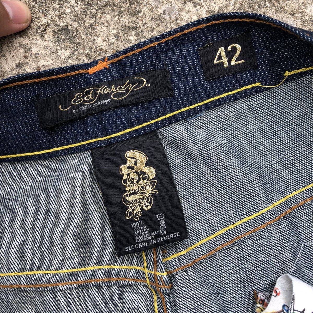 Christian Audigier 🔥Hyped🔥Ed Hardy Christian Audiger Embroidery Geisha Jeans Size US 43 - 16 Thumbnail