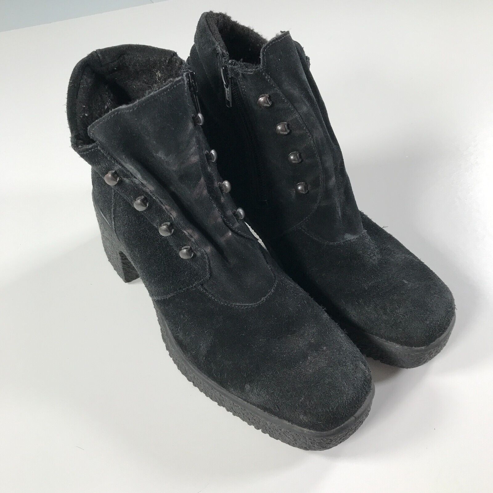 Vintage Santini Dominici Boots Womens 38 7 Black Suede Zip Up Mid Calf ...