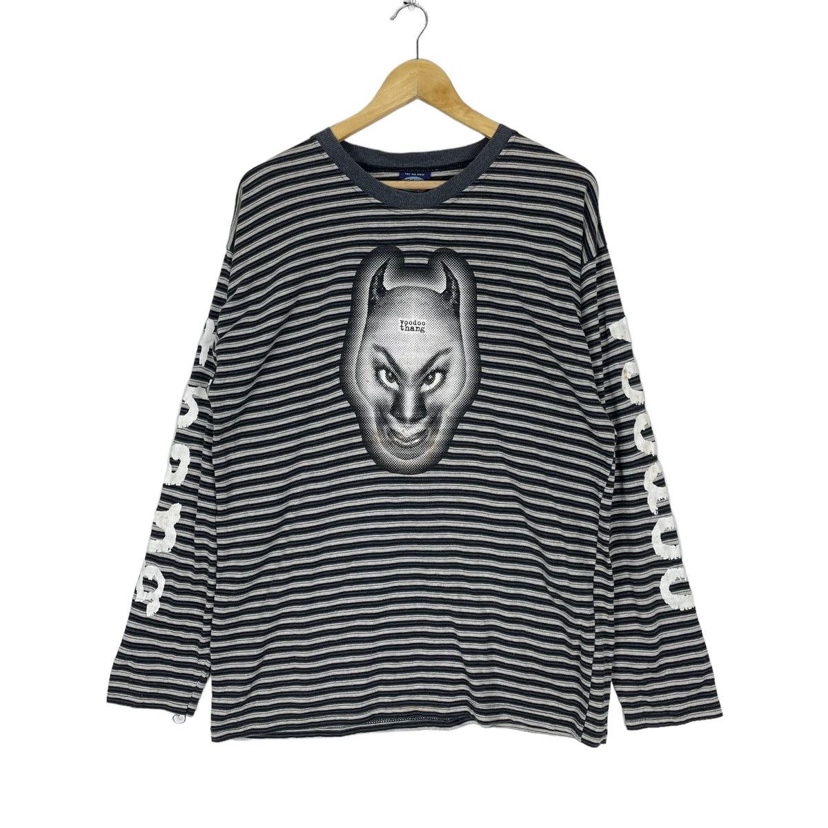 Japanese Brand 🌟VOODOO THANG DEMON STRIPED LONG SLEEVE T SHIRT Size US M / EU 48-50 / 2 - 2 Thumbnail