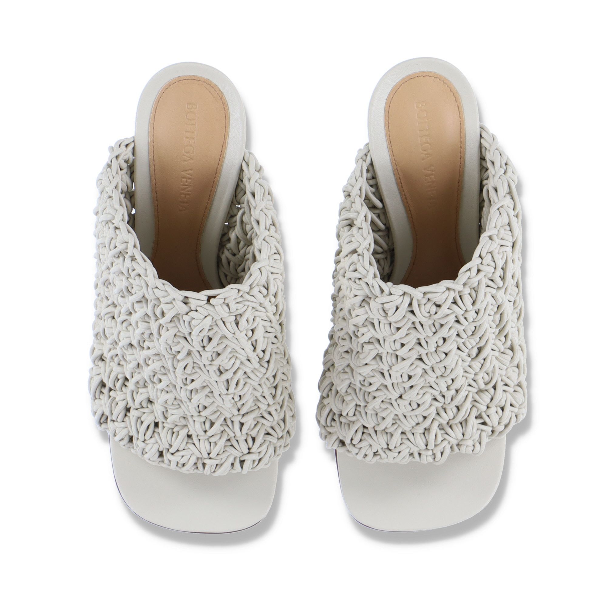 Bottega Veneta Off-White BV Board Crochet Leather Mules Size US 10.5 / IT 40.5 - 4 Thumbnail