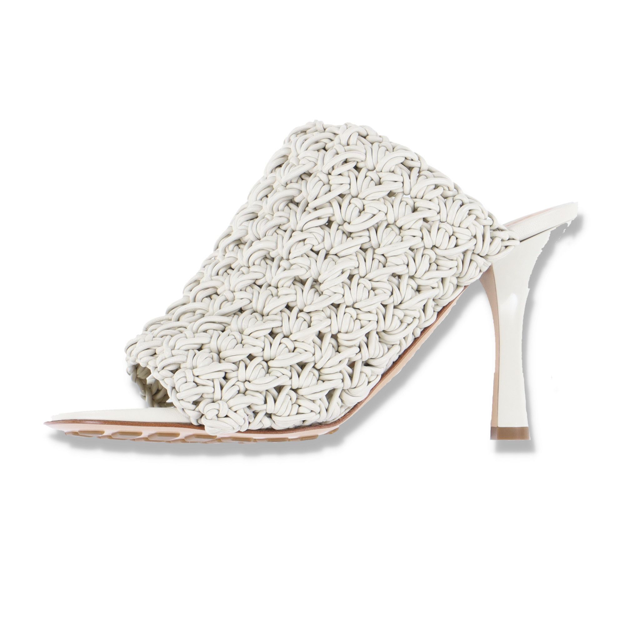 Bottega Veneta Off-White BV Board Crochet Leather Mules Size US 10.5 / IT 40.5 - 1 Thumbnail