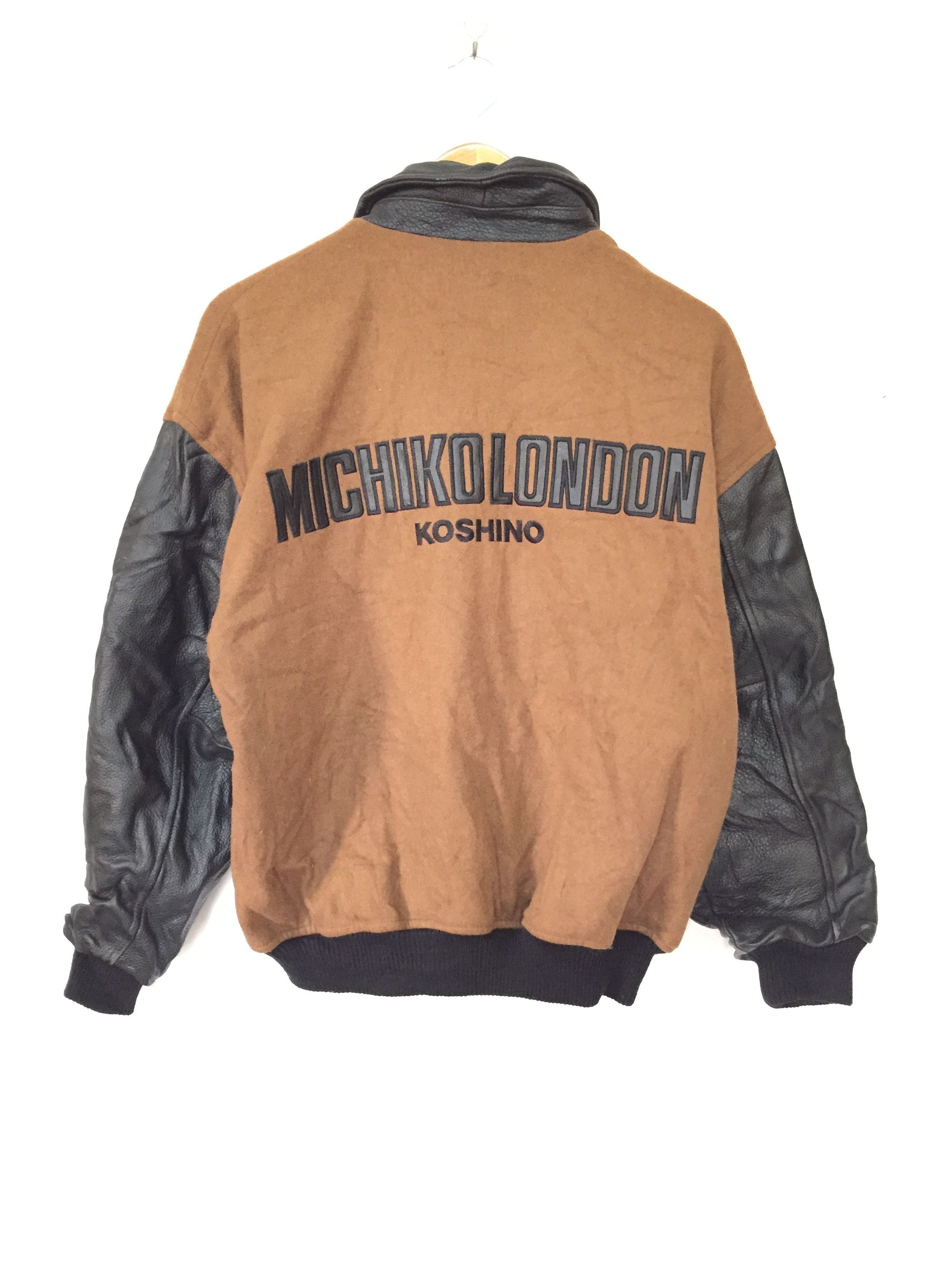 Michiko Koshino London 90's Embordered logo varsity Leather Sleeve Bomber jacket Size US M / EU 48-50 / 2 - 2 Thumbnail