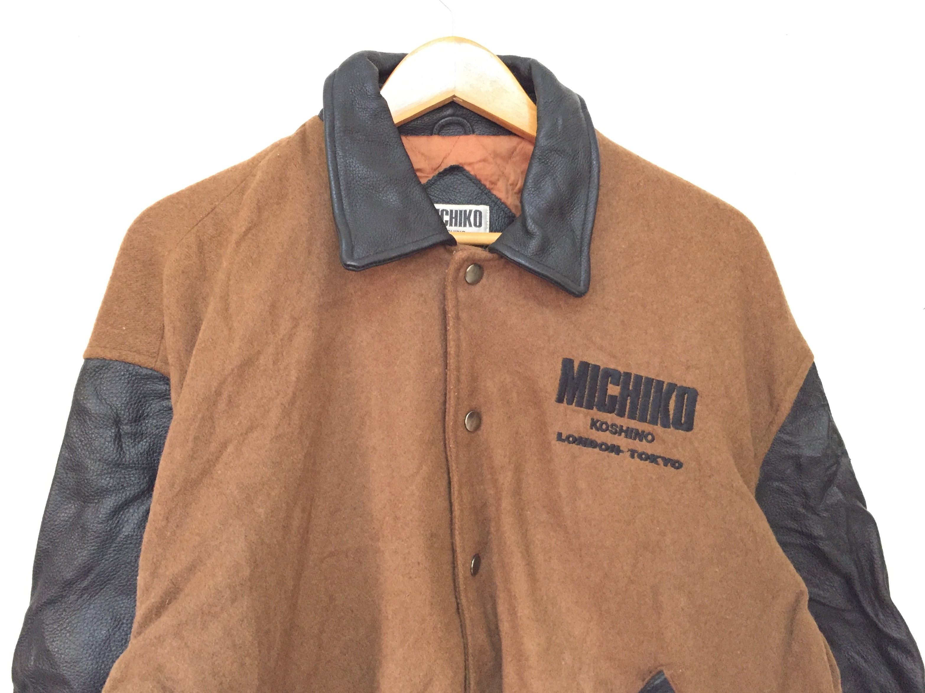 Michiko Koshino London 90's Embordered logo varsity Leather Sleeve Bomber jacket Size US M / EU 48-50 / 2 - 8 Thumbnail