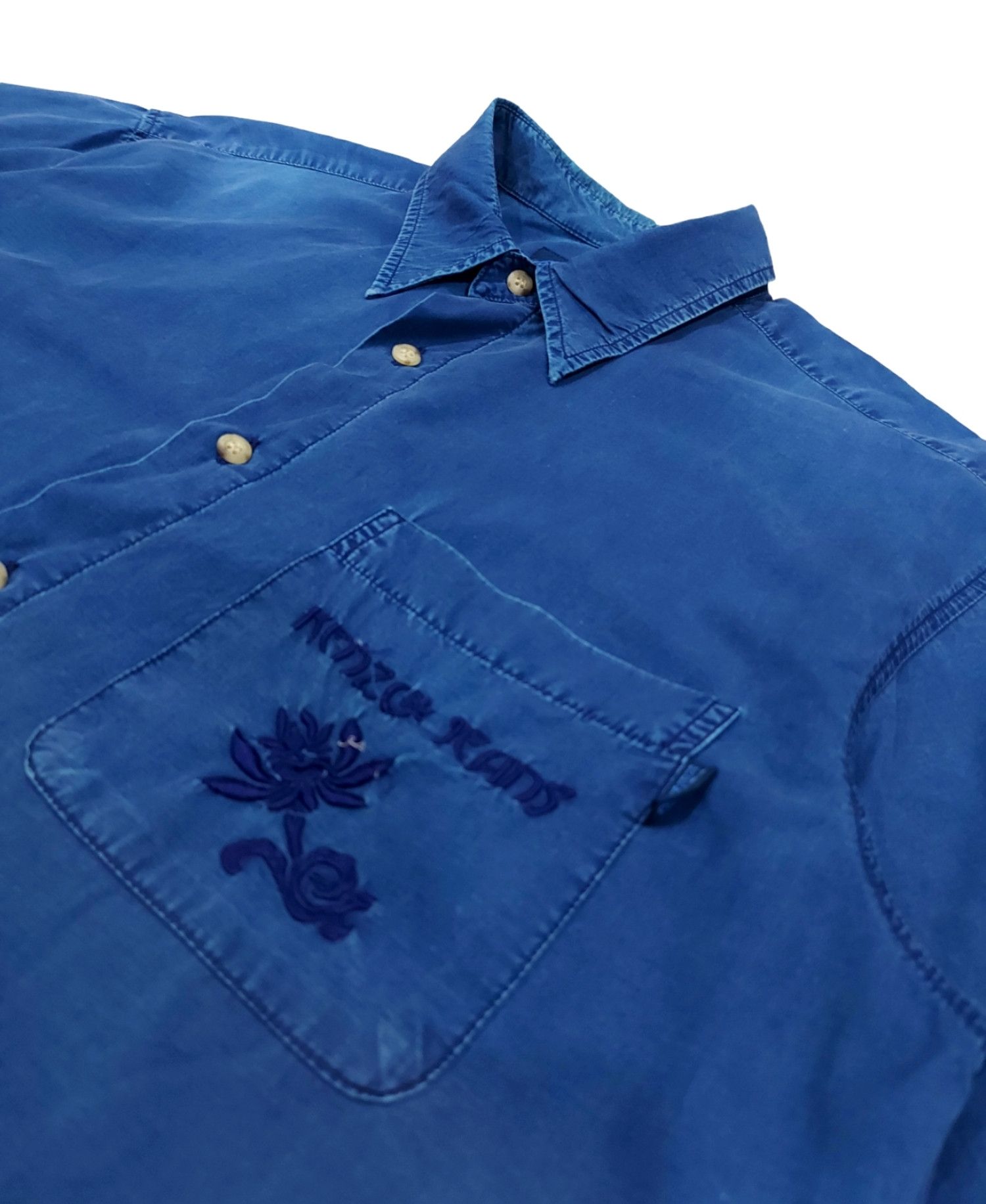 Designer × Indigo × Kenzo RARE! VTG KENZO JEANS DESIGNER INDIGO BUTTON UP Size US M / EU 48-50 / 2 - 5 Thumbnail