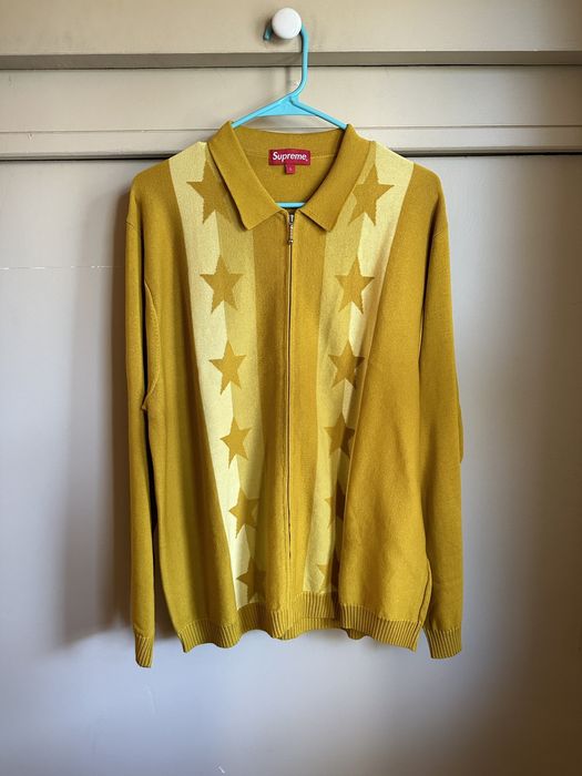 Supreme Supreme SS20 Stars Zip Up Sweater Polo Gold | Grailed