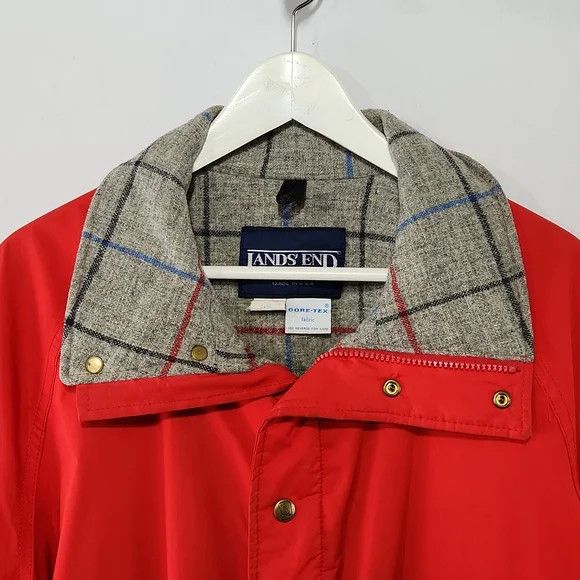 Lands' End Vtg Made in USA Red Goretex Jacket Plaid Wool Lining sz L Size US L / EU 52-54 / 3 - 2 Thumbnail