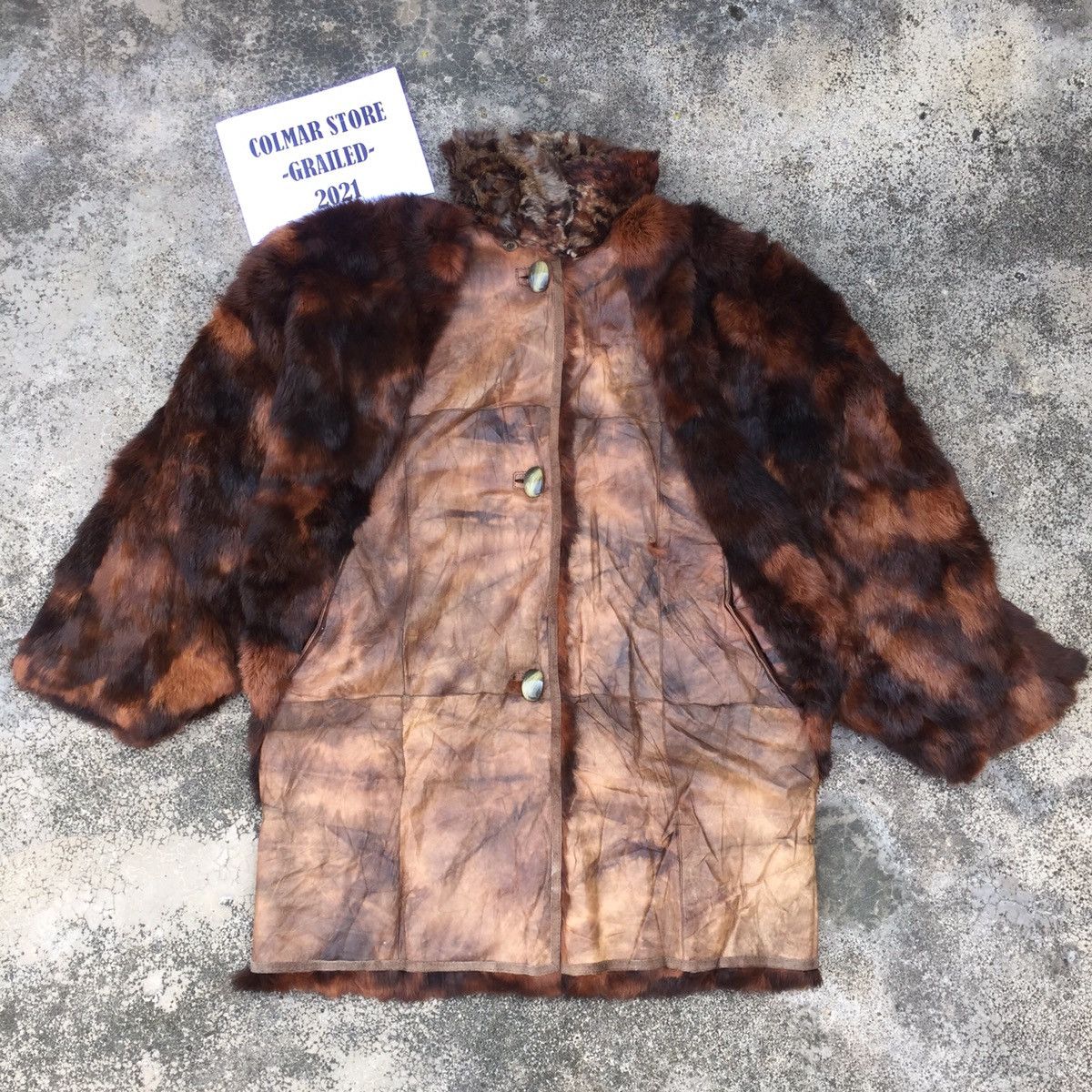 image of Vintage Italian Designer Soft Fur Leather Jacket Coat in Brown, Men's (Size 2XL)