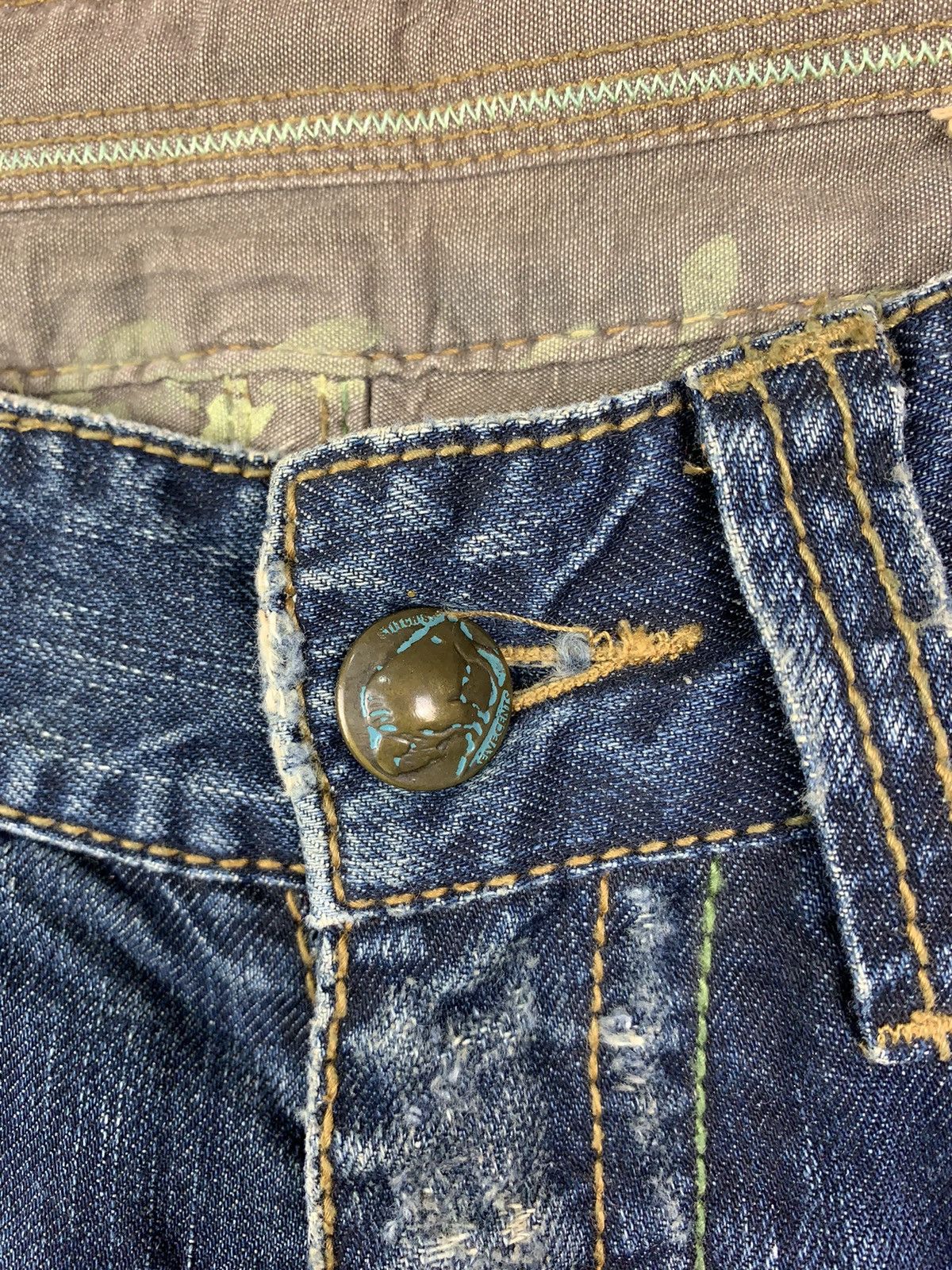 If Six Was Nine × Le Grande Bleu (L.G.B.) Vintage Japanese Brand Stitch Nebraska Distressed Denim Size US 29 - 9 Thumbnail