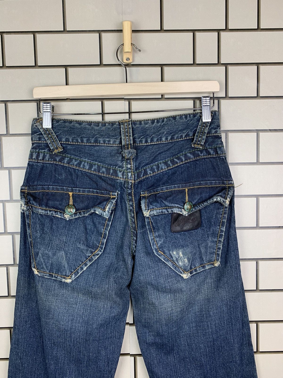 If Six Was Nine × Le Grande Bleu (L.G.B.) Vintage Japanese Brand Stitch Nebraska Distressed Denim Size US 29 - 11 Thumbnail