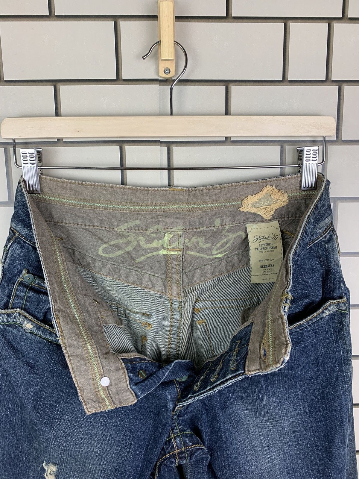 If Six Was Nine × Le Grande Bleu (L.G.B.) Vintage Japanese Brand Stitch Nebraska Distressed Denim Size US 29 - 21 Thumbnail