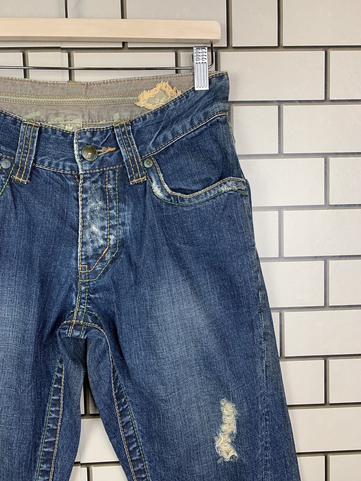 If Six Was Nine × Le Grande Bleu (L.G.B.) Vintage Japanese Brand Stitch Nebraska Distressed Denim Size US 29 - 5 Thumbnail